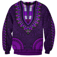 African Dashiki Sweatshirt With Tapa Pattern - Purple LT9 Unisex Purple - Polynesian Pride