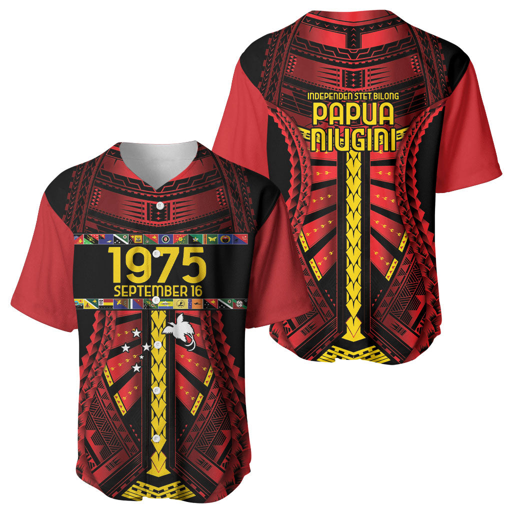 Independen Stet bilong Papua Niugini 1975 Baseball Jersey Red Tribal Papua New Guinea Province Flag LT9 - Polynesian Pride