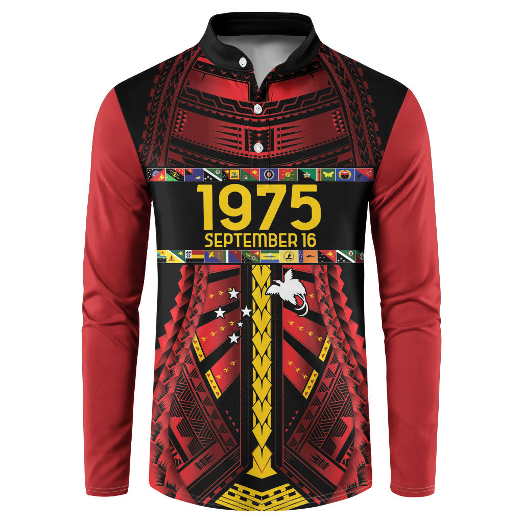 Independen Stet bilong Papua Niugini 1975 Button Sweatshirt Red Tribal Papua New Guinea Province Flag LT9 Red - Polynesian Pride