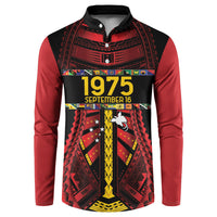 Independen Stet bilong Papua Niugini 1975 Button Sweatshirt Red Tribal Papua New Guinea Province Flag LT9 Red - Polynesian Pride