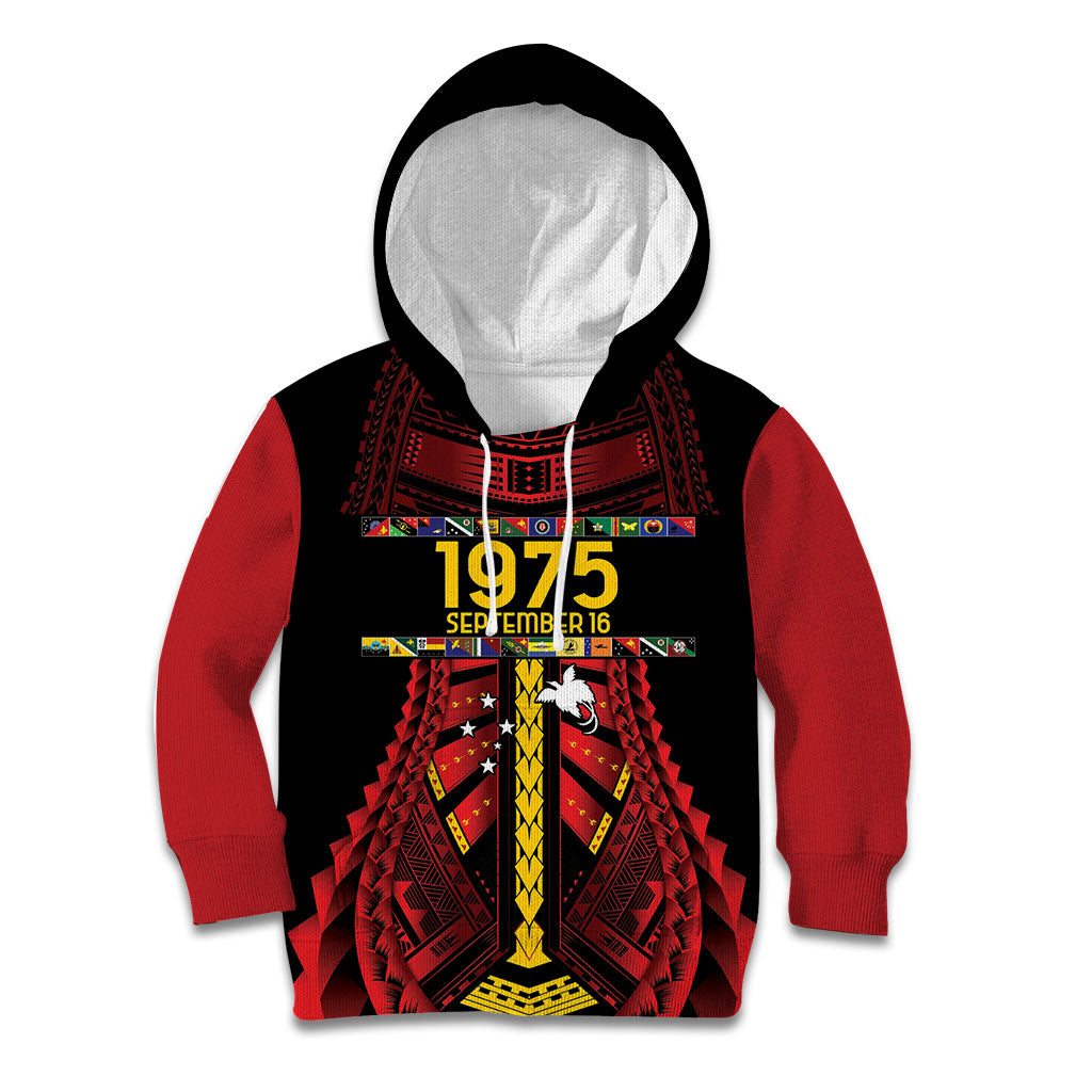 Independen Stet bilong Papua Niugini 1975 Kid Hoodie Red Tribal Papua New Guinea Province Flag LT9 Hoodie Red - Polynesian Pride