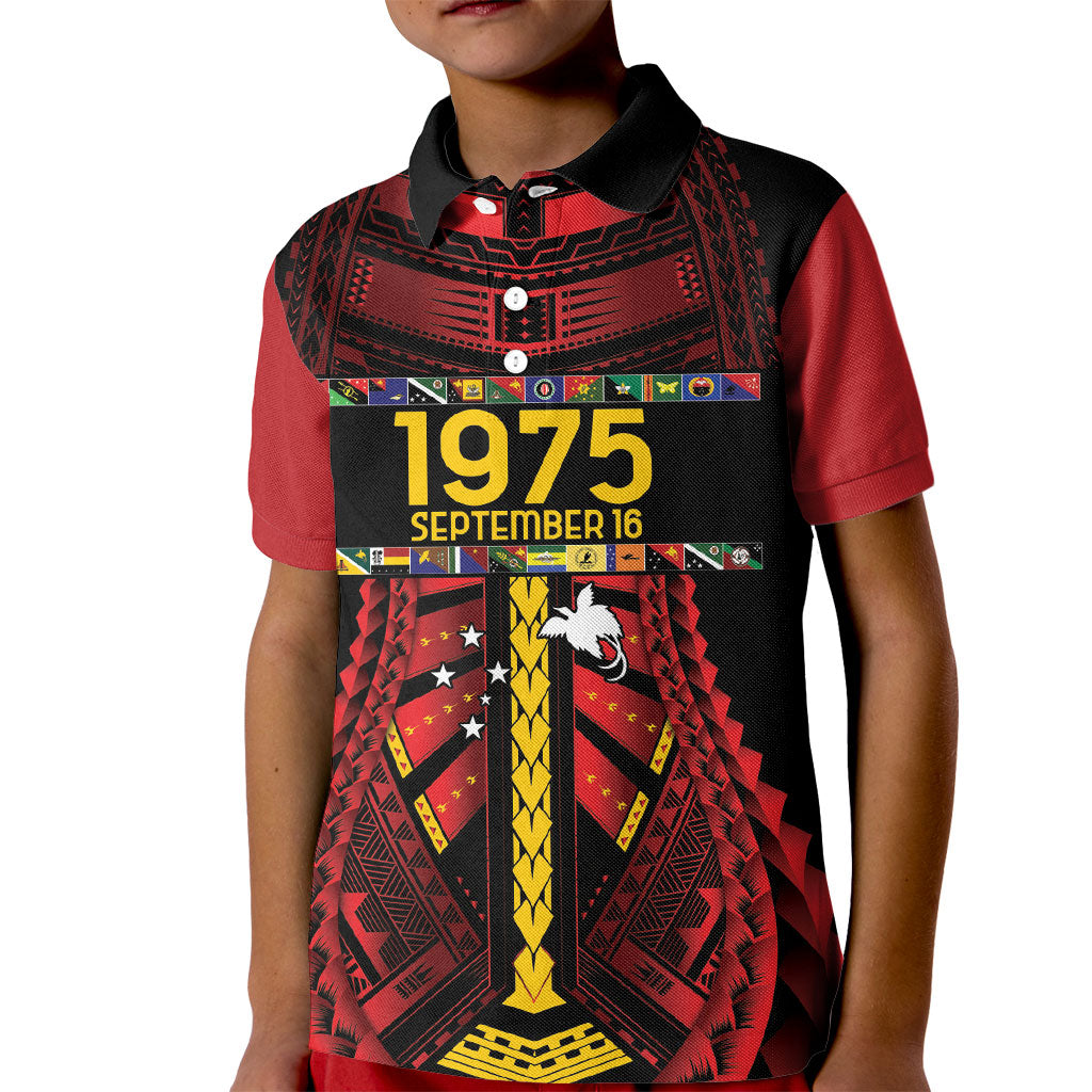 Independen Stet bilong Papua Niugini 1975 Kid Polo Shirt Red Tribal Papua New Guinea Province Flag LT9 Kid Red - Polynesian Pride