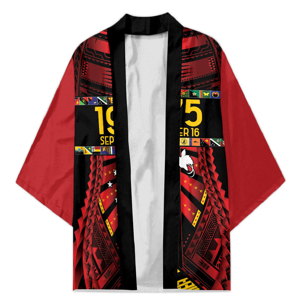 Independen Stet bilong Papua Niugini 1975 Kimono Red Tribal Papua New Guinea Province Flag LT9 Unisex Red - Polynesian Pride