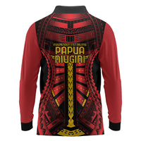 Independen Stet bilong Papua Niugini 1975 Long Sleeve Polo Shirt Red Tribal Papua New Guinea Province Flag LT9 - Polynesian Pride