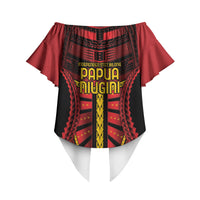 Independen Stet bilong Papua Niugini 1975 Off Shoulder Wrap Waist Top Red Tribal Papua New Guinea Province Flag LT9 - Polynesian Pride