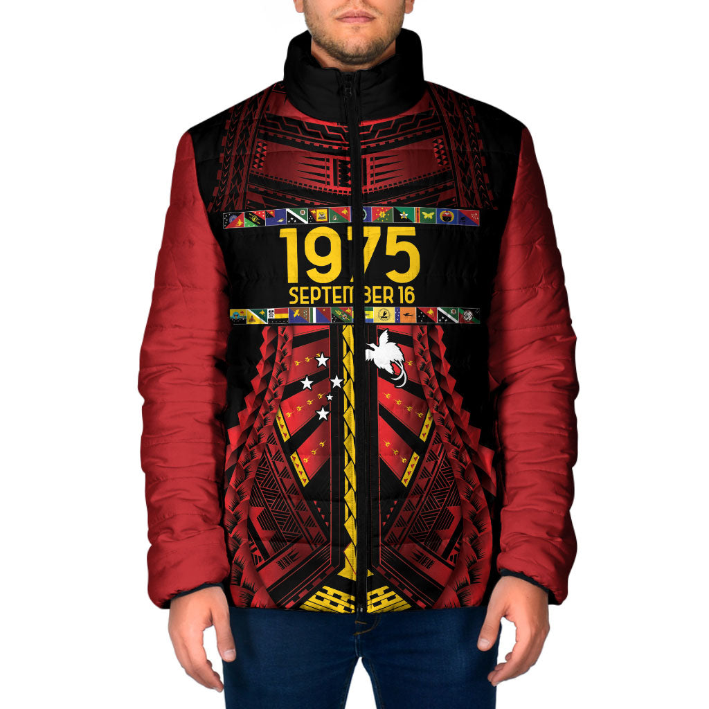 Independen Stet bilong Papua Niugini 1975 Padded Jacket Red Tribal Papua New Guinea Province Flag LT9 Men Red - Polynesian Pride