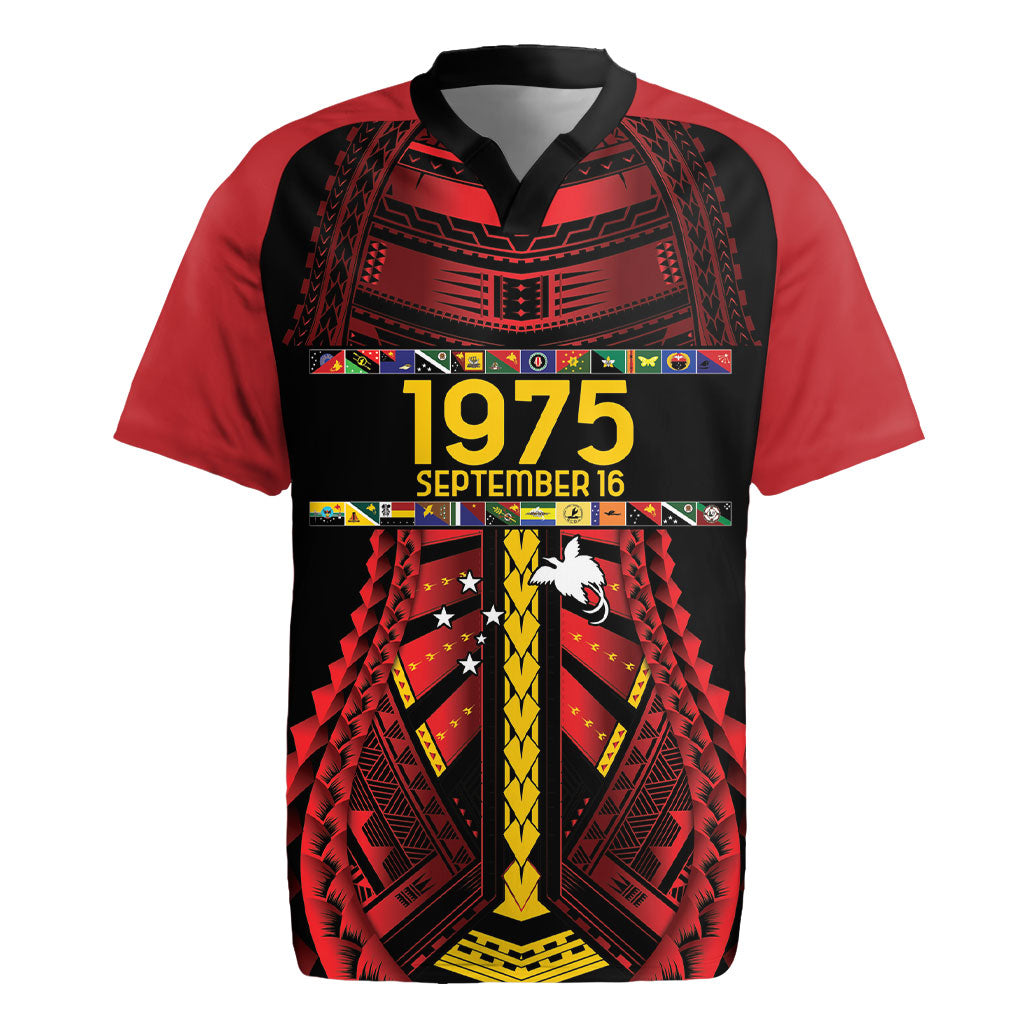 Independen Stet bilong Papua Niugini 1975 Rugby Jersey Red Tribal Papua New Guinea Province Flag LT9 Red - Polynesian Pride