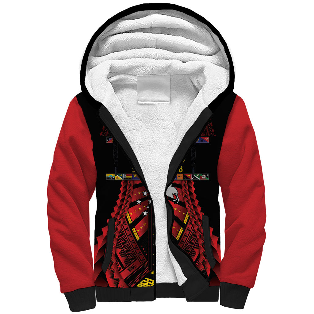 Independen Stet bilong Papua Niugini 1975 Sherpa Hoodie Red Tribal Papua New Guinea Province Flag LT9 Unisex Red - Polynesian Pride
