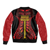 Independen Stet bilong Papua Niugini 1975 Sleeve Zip Bomber Jacket Red Tribal Papua New Guinea Province Flag LT9 - Polynesian Pride