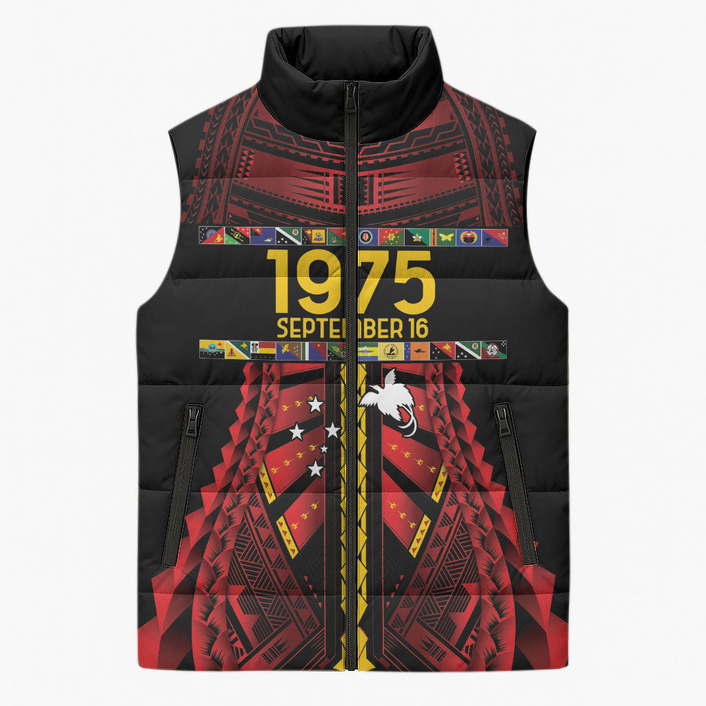 Independen Stet bilong Papua Niugini 1975 Sleeveless Puffer Jacket Red Tribal Papua New Guinea Province Flag LT9 Unisex Red - Polynesian Pride