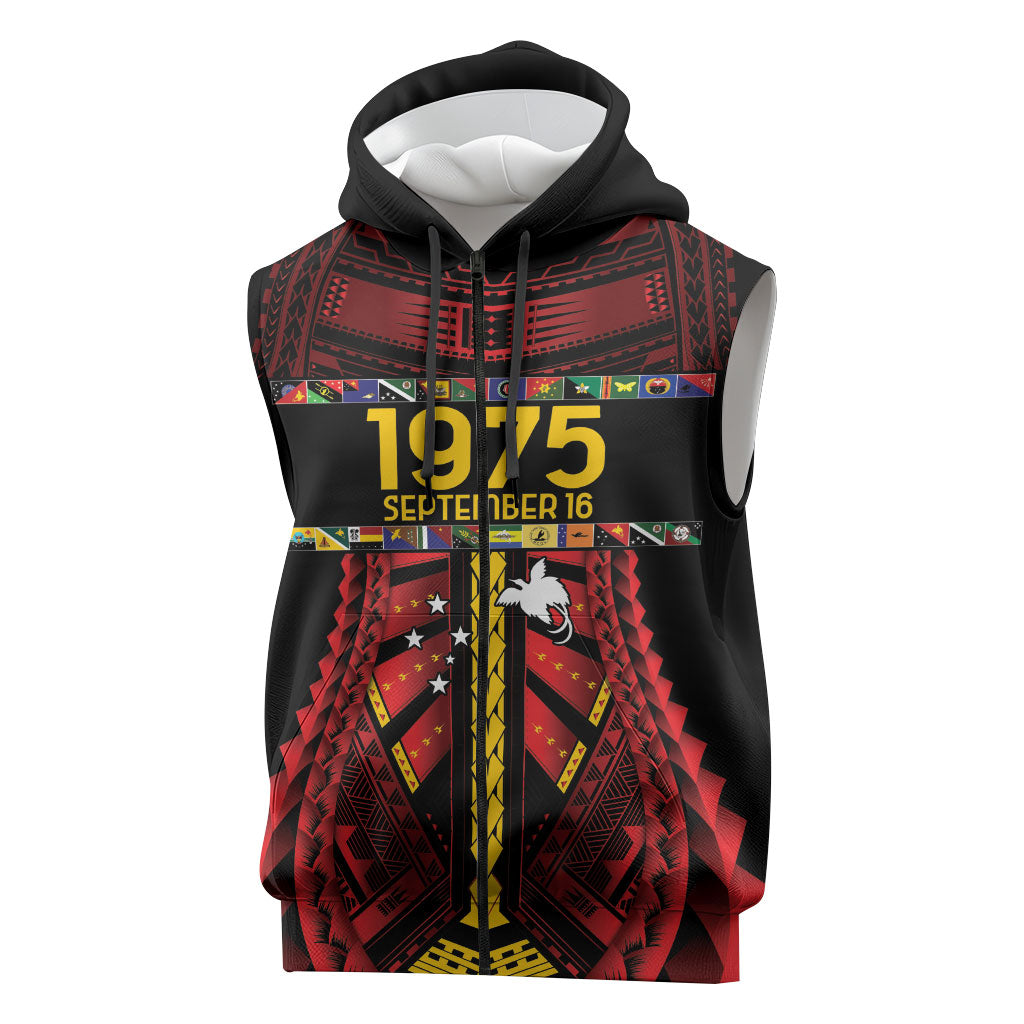 Independen Stet bilong Papua Niugini 1975 Sleeveless Zip Hoodie Red Tribal Papua New Guinea Province Flag LT9 Red - Polynesian Pride