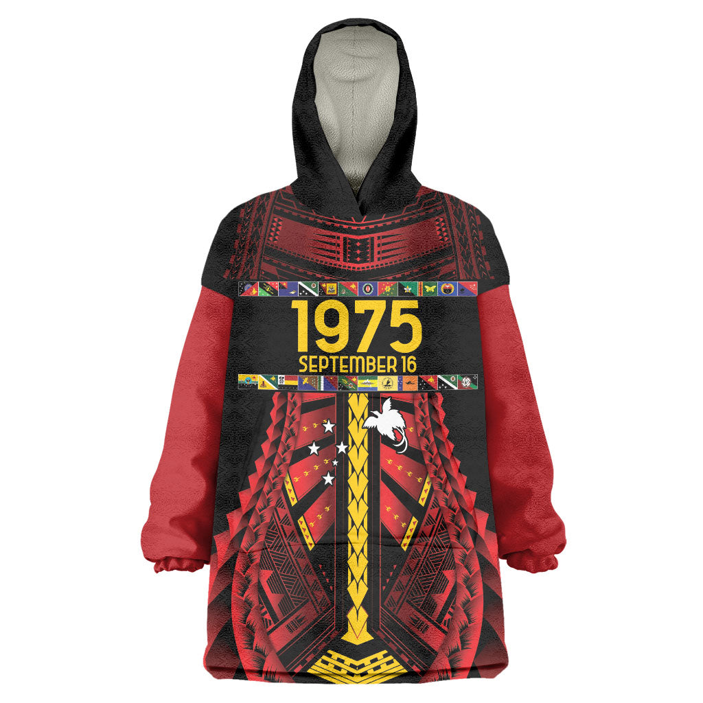 Independen Stet bilong Papua Niugini 1975 Wearable Blanket Hoodie Red Tribal Papua New Guinea Province Flag LT9 One Size Red - Polynesian Pride