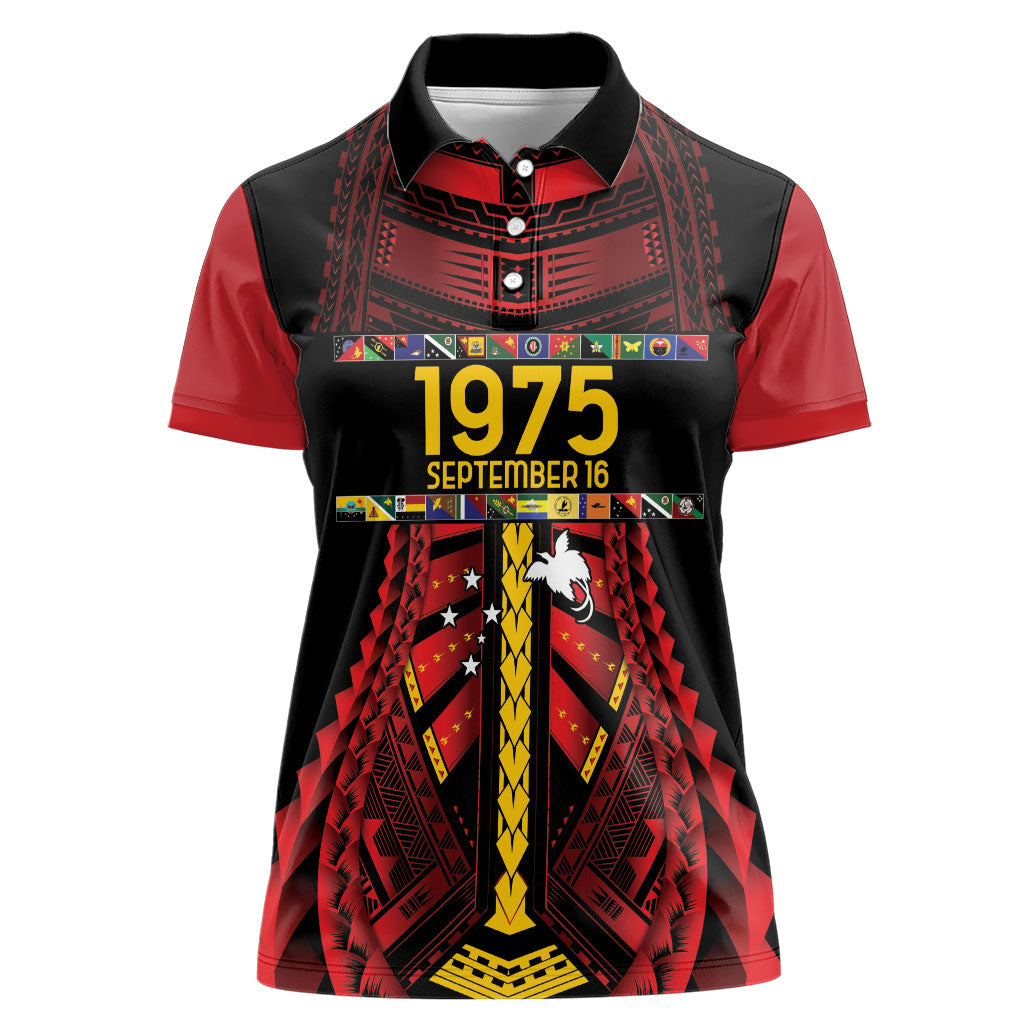 Independen Stet bilong Papua Niugini 1975 Women Polo Shirt Red Tribal Papua New Guinea Province Flag LT9 Female Red - Polynesian Pride