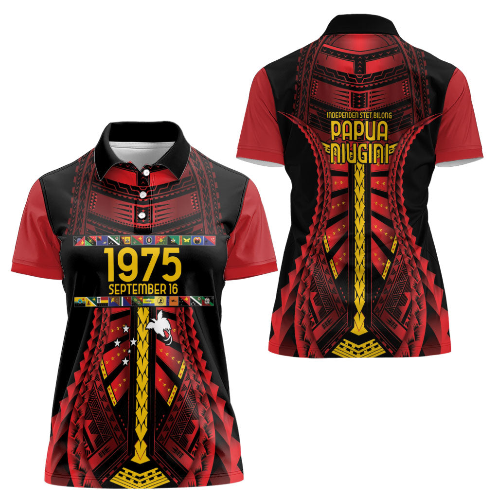 Independen Stet bilong Papua Niugini 1975 Women Polo Shirt Red Tribal Papua New Guinea Province Flag LT9 - Polynesian Pride