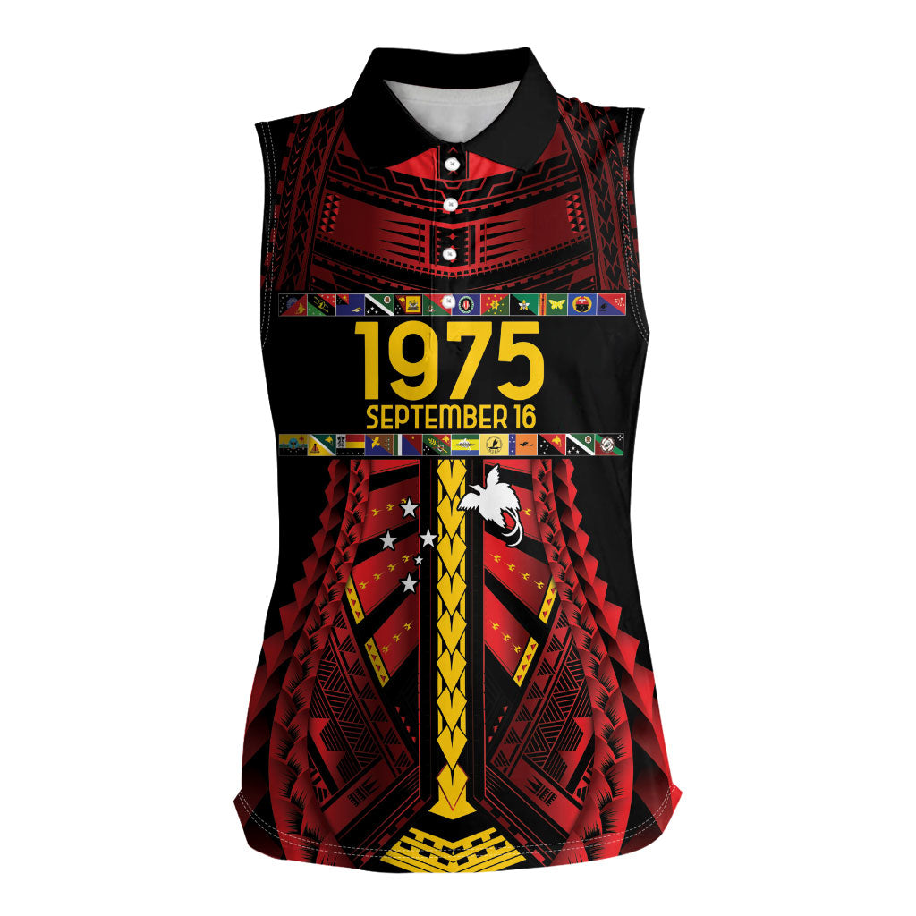 Independen Stet bilong Papua Niugini 1975 Women Sleeveless Polo Shirt Red Tribal Papua New Guinea Province Flag LT9 Female Red - Polynesian Pride