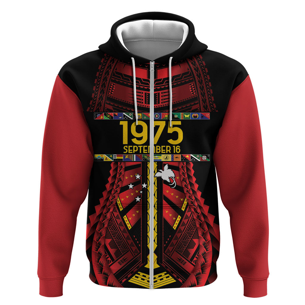Independen Stet bilong Papua Niugini 1975 Zip Hoodie Red Tribal Papua New Guinea Province Flag LT9 Zip Hoodie Red - Polynesian Pride