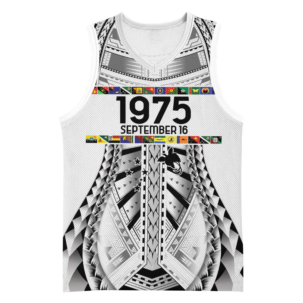 Independen Stet bilong Papua Niugini 1975 Basketball Jersey White Tribal Papua New Guinea Province Flag LT9 Unisex White - Polynesian Pride