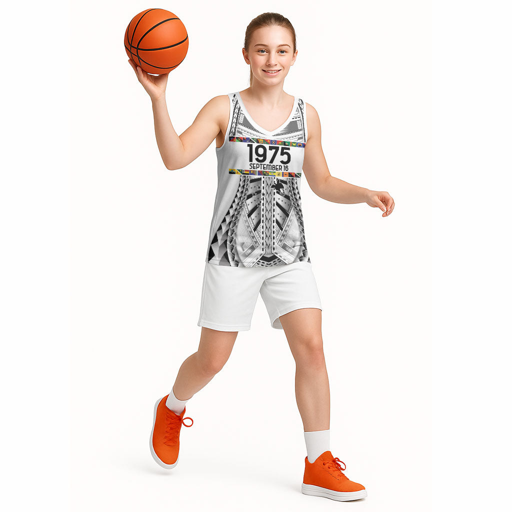 Independen Stet bilong Papua Niugini 1975 Basketball Jersey White Tribal Papua New Guinea Province Flag LT9 - Polynesian Pride