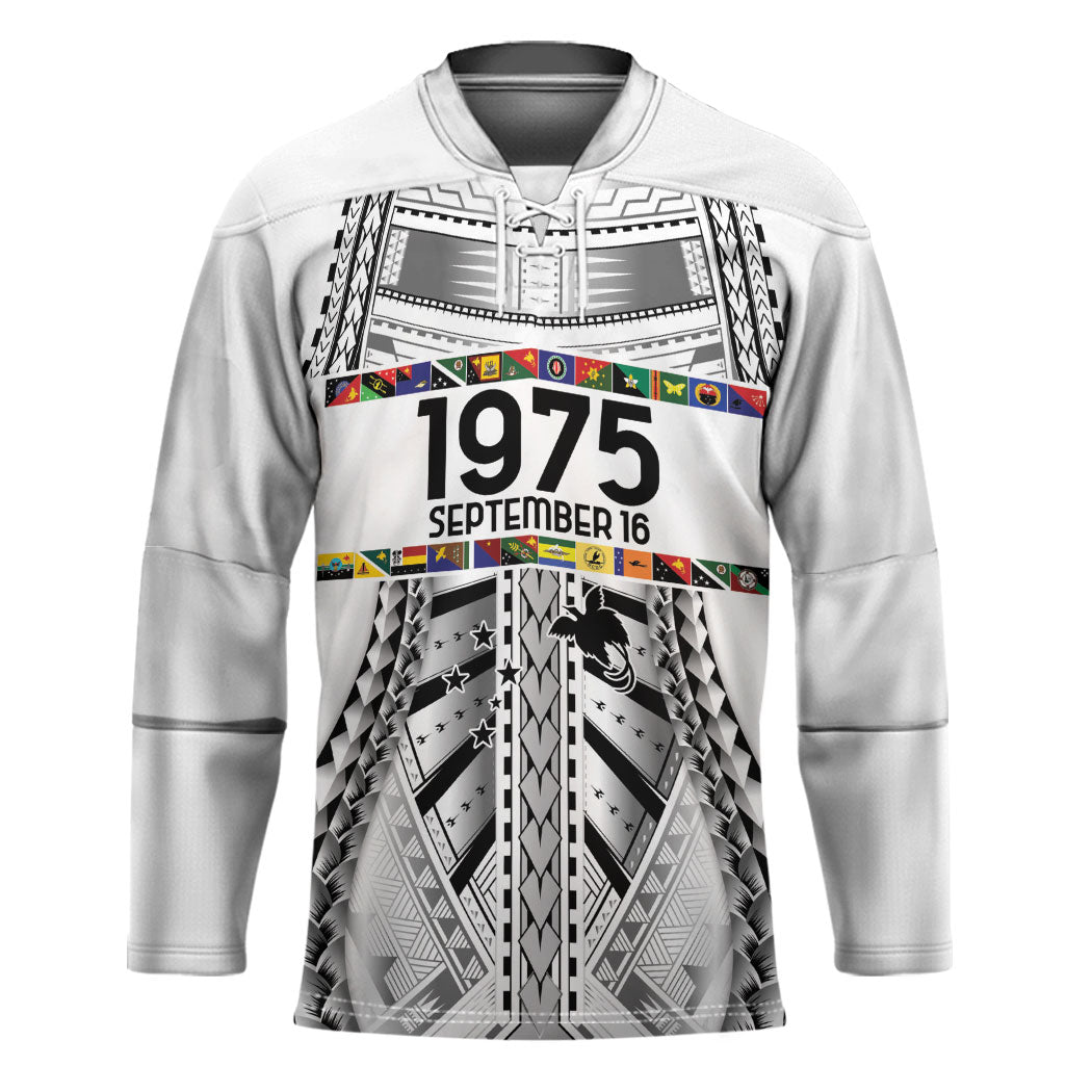 Independen Stet bilong Papua Niugini 1975 Hockey Jersey White Tribal Papua New Guinea Province Flag LT9 Unisex White - Polynesian Pride