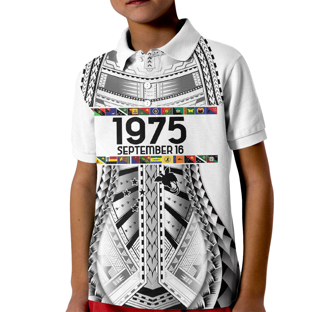 Independen Stet bilong Papua Niugini 1975 Kid Polo Shirt White Tribal Papua New Guinea Province Flag LT9 Kid White - Polynesian Pride