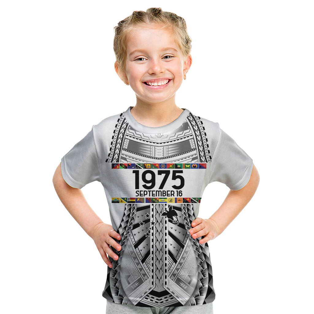 Independen Stet bilong Papua Niugini 1975 Kid T Shirt White Tribal Papua New Guinea Province Flag LT9 White - Polynesian Pride
