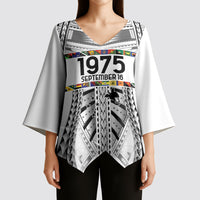 Independen Stet bilong Papua Niugini 1975 Kimono Sleeve Blouse White Tribal Papua New Guinea Province Flag LT9 - Polynesian Pride