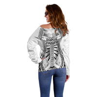 Independen Stet bilong Papua Niugini 1975 Off Shoulder Sweater White Tribal Papua New Guinea Province Flag LT9 - Polynesian Pride