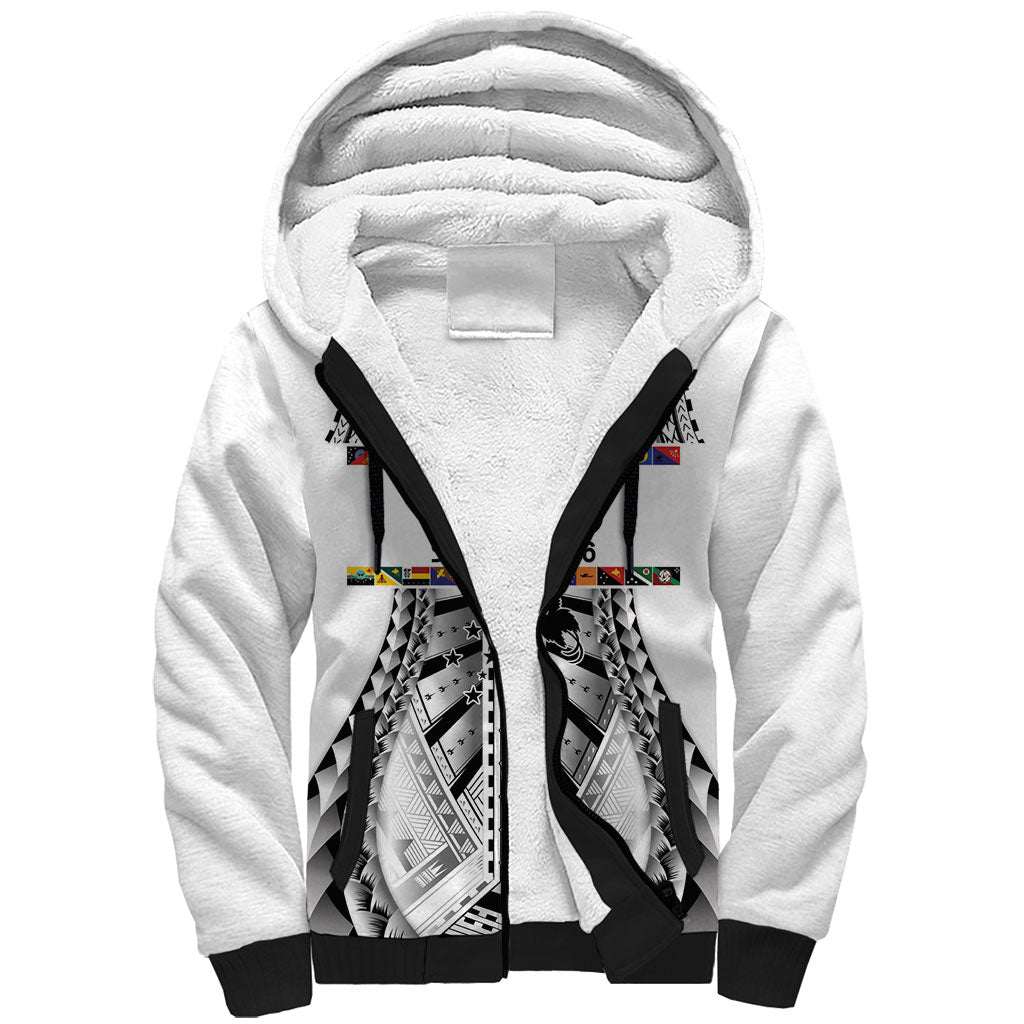 Independen Stet bilong Papua Niugini 1975 Sherpa Hoodie White Tribal Papua New Guinea Province Flag LT9 Unisex White - Polynesian Pride