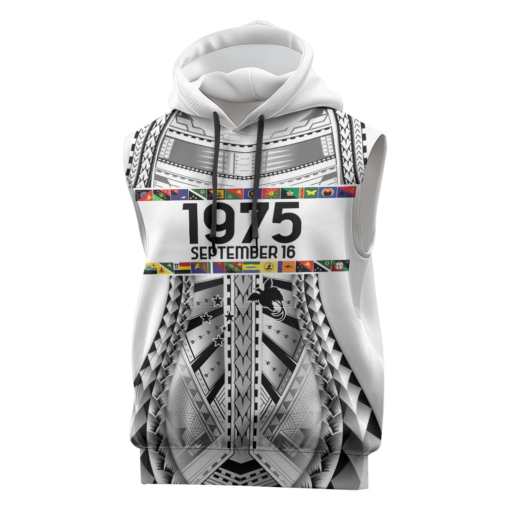 Independen Stet bilong Papua Niugini 1975 Sleeveless Hoodie White Tribal Papua New Guinea Province Flag LT9 White - Polynesian Pride