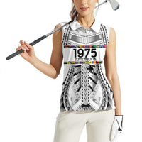 Independen Stet bilong Papua Niugini 1975 Women Sleeveless Polo Shirt White Tribal Papua New Guinea Province Flag LT9 - Polynesian Pride