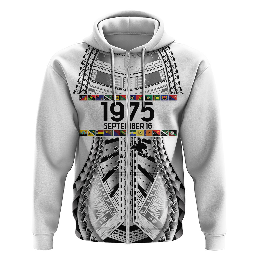 Independen Stet bilong Papua Niugini 1975 Zip Hoodie White Tribal Papua New Guinea Province Flag LT9 Zip Hoodie White - Polynesian Pride