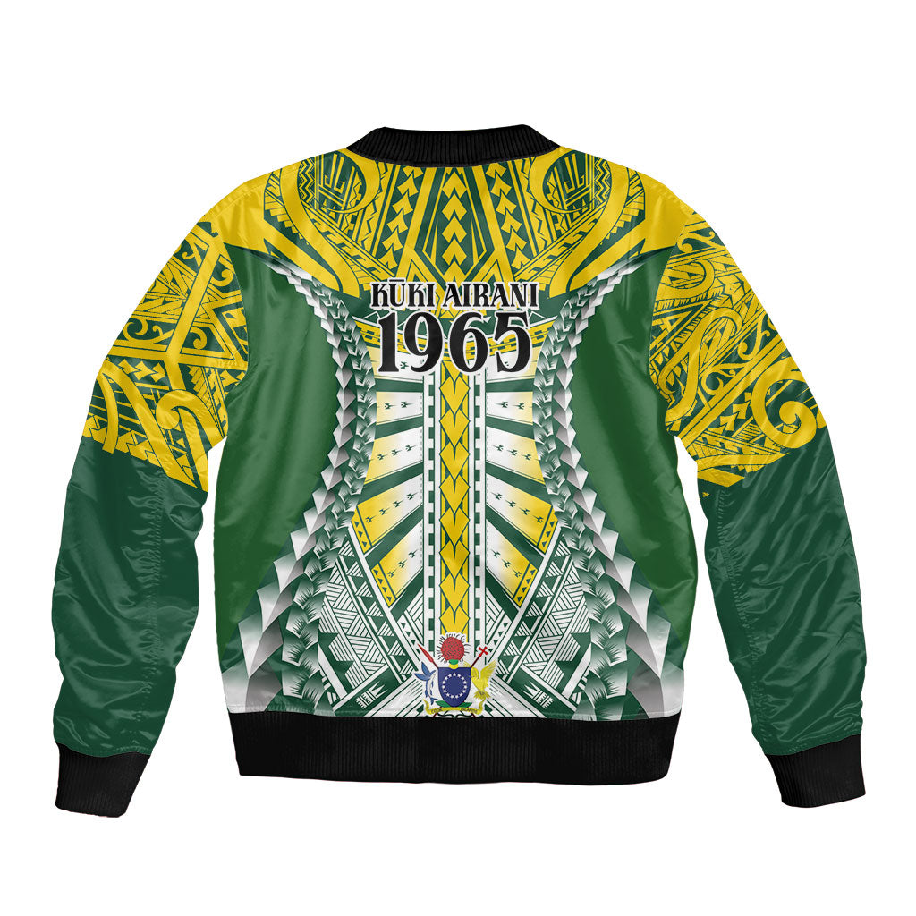 Cook Islands 1965 National Pride Bomber Jacket Green Yellow Tribal Pattern LT9 - Polynesian Pride