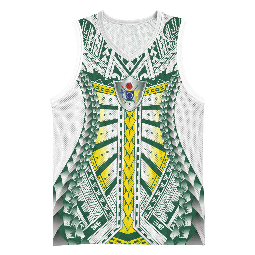Cook Islands 1965 National Pride Basketball Jersey White Tribal Pattern LT9 Unisex White - Polynesian Pride