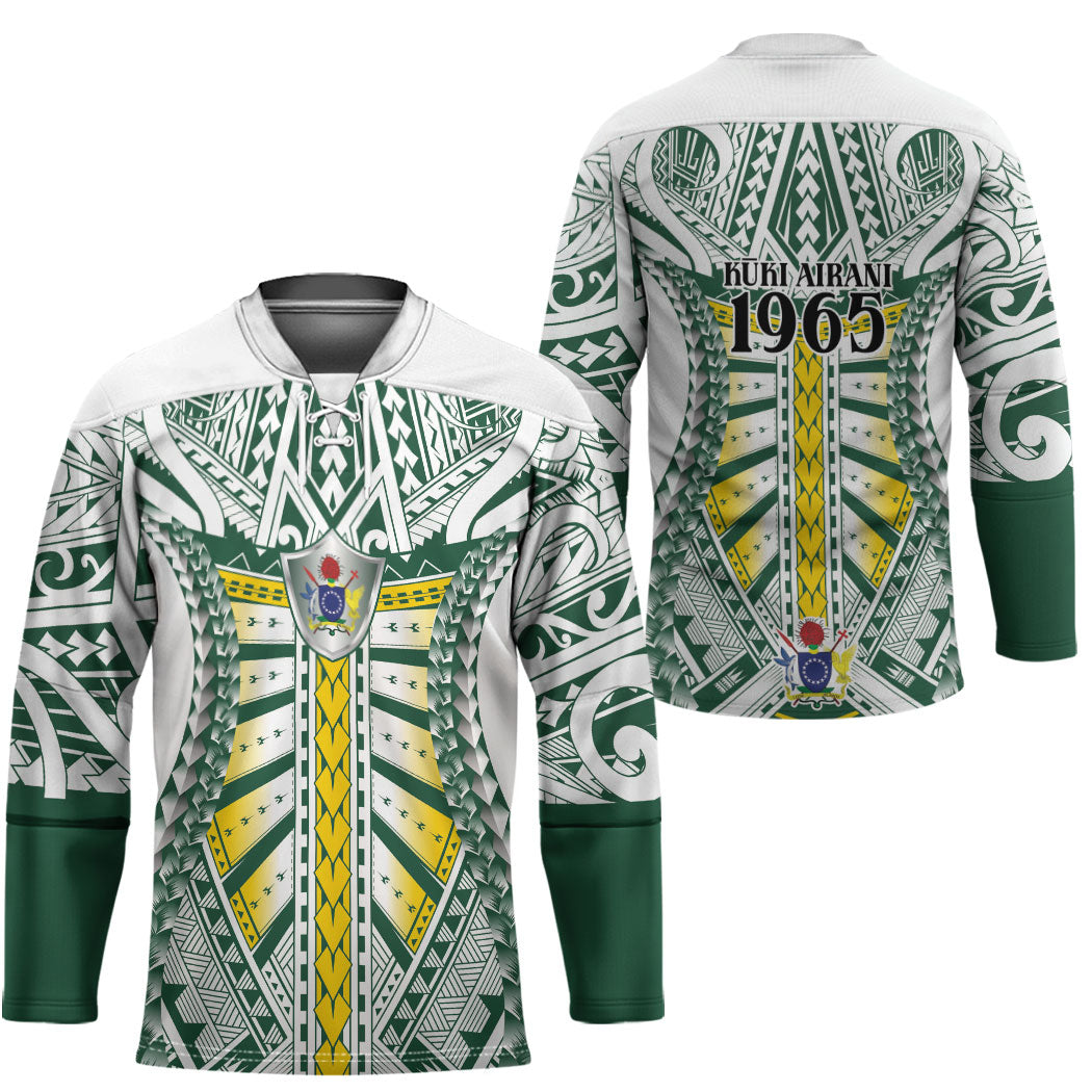 Cook Islands 1965 National Pride Hockey Jersey White Tribal Pattern LT9 - Polynesian Pride