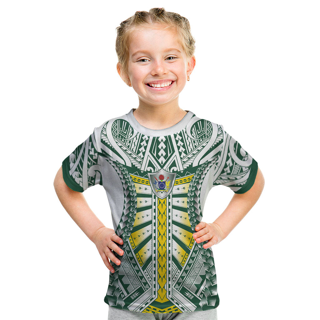Cook Islands 1965 National Pride Kid T Shirt White Tribal Pattern LT9 White - Polynesian Pride