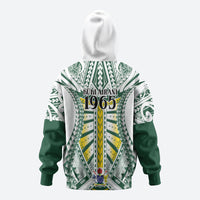 Cook Islands 1965 National Pride Zip Hoodie White Tribal Pattern LT9 - Polynesian Pride