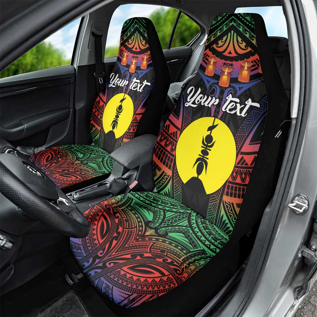 Personalised New Caledonia All Saints Day Car Seat Cover Candle Light with Polynesian Style