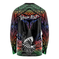 Personalised New Caledonia All Saints Day Long Sleeve Shirt Candle Light with Polynesian Style