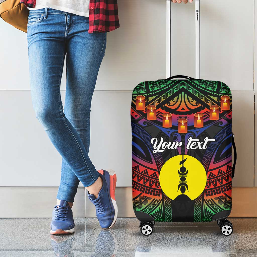 Personalised New Caledonia All Saints Day Luggage Cover Candle Light with Polynesian Style