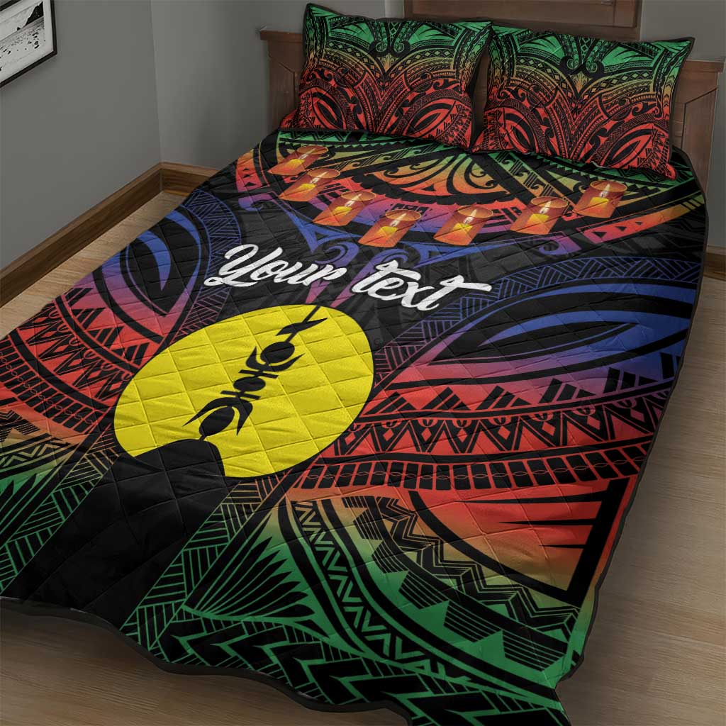 Personalised New Caledonia All Saints Day Quilt Bed Set Candle Light with Polynesian Style
