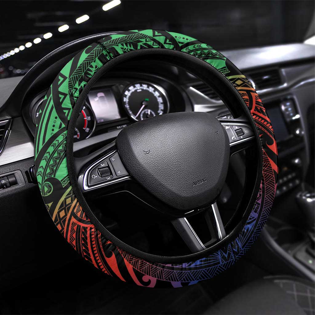 New Caledonia All Saints Day Steering Wheel Cover Candle Light with Polynesian Style