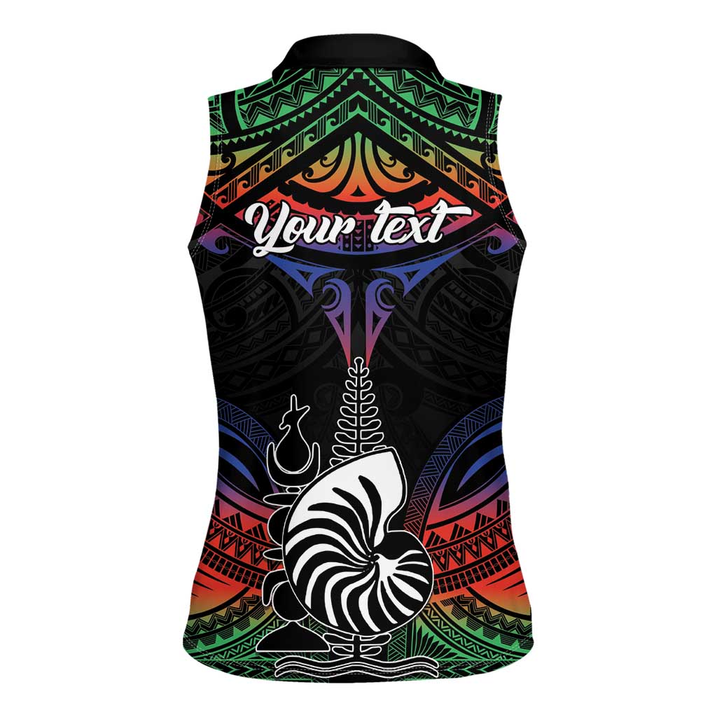 Personalised New Caledonia All Saints Day Women Sleeveless Polo Shirt Candle Light with Polynesian Style