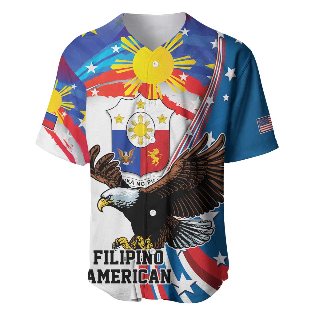 Personalized Filipino-American Baseball Jersey The Eight-Rayed Sun with Bald Eagle