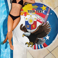 Personalized Filipino-American Beach Blanket The Eight-Rayed Sun with Bald Eagle LT9 - Polynesian Pride