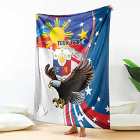 Personalized Filipino-American Blanket The Eight-Rayed Sun with Bald Eagle LT9 - Polynesian Pride