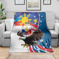 Personalized Filipino-American Blanket The Eight-Rayed Sun with Bald Eagle LT9 - Polynesian Pride