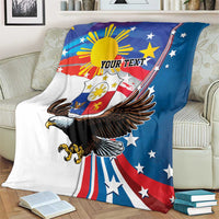 Personalized Filipino-American Blanket The Eight-Rayed Sun with Bald Eagle LT9 - Polynesian Pride
