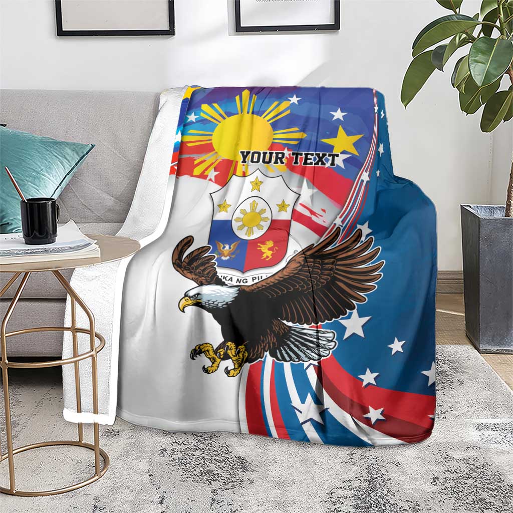 Personalized Filipino-American Blanket The Eight-Rayed Sun with Bald Eagle LT9 - Polynesian Pride