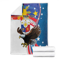 Personalized Filipino-American Blanket The Eight-Rayed Sun with Bald Eagle LT9 - Polynesian Pride