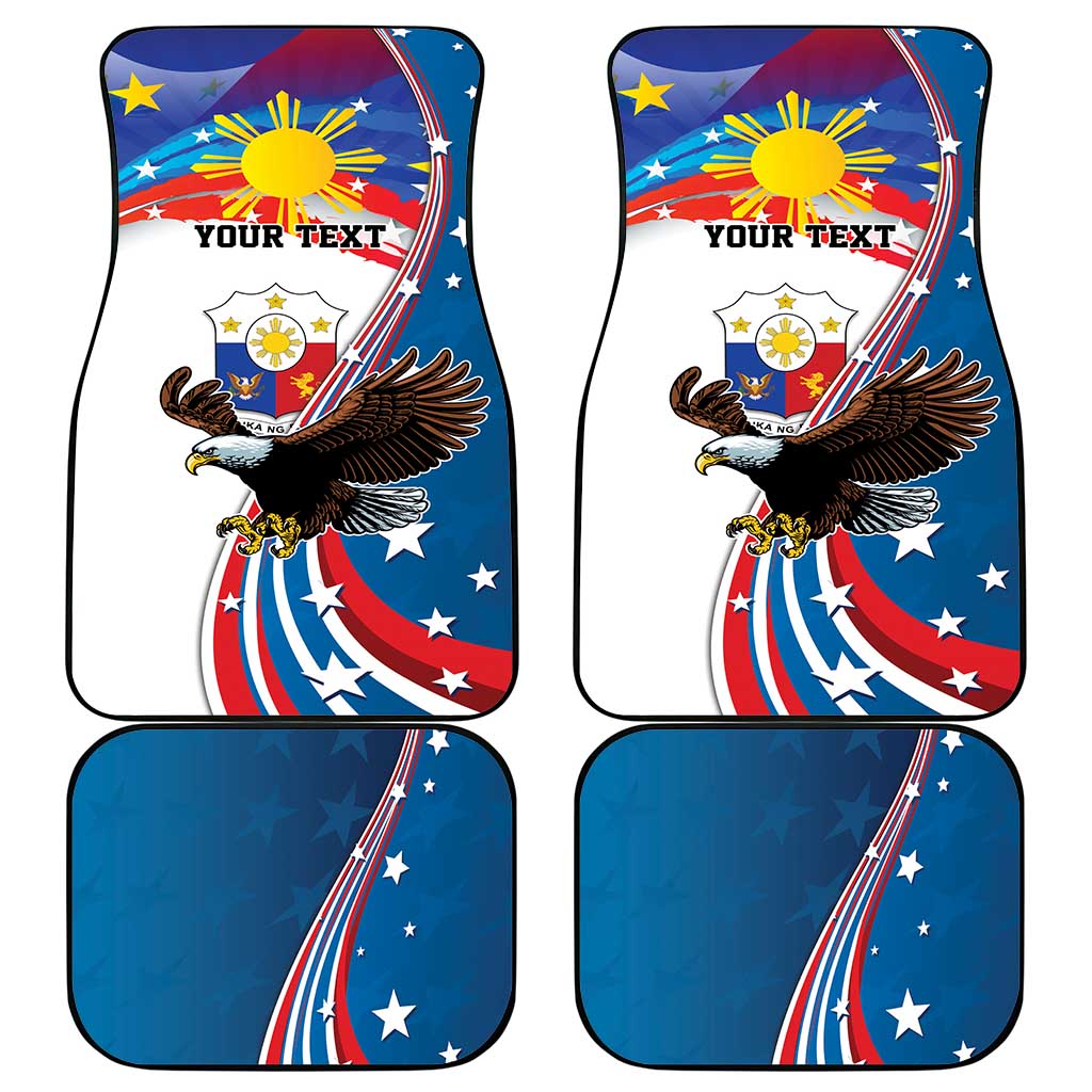 Personalized Filipino-American Car Mats The Eight-Rayed Sun with Bald Eagle LT9 - Polynesian Pride